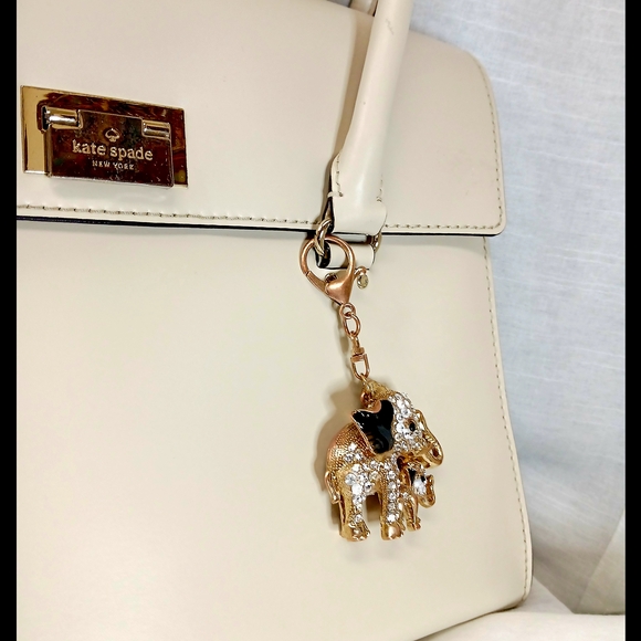 Kate Spade Cream Handbag with Elephant Charm, Vintage Montrose Avenue CHAREE BOW - Picture 7 of 7